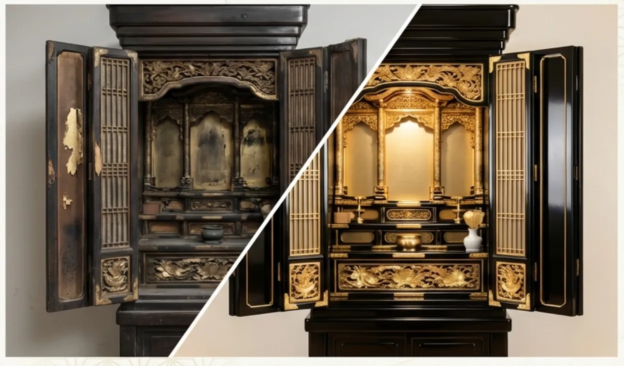 岡崎市で行った仏壇修復（お洗濯）の実例写真